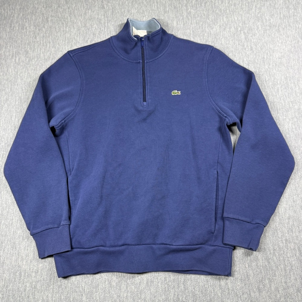 Lacoste Pullover Men 6 Blue 1/4 Zip Sweatshirt Logo Classic Casual Layering